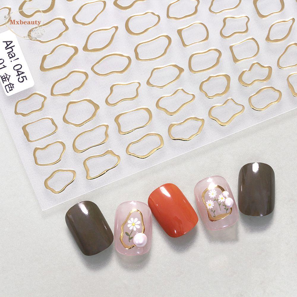 Mxbeauty Cinta Hati Nail Art Stiker Warna-Warni Gadis Berbentuk Tidak Teratur Warna Emas Bronzing Hati DIY Dekorasi Kuku
