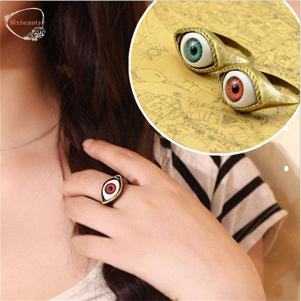 Mxbeauty Cincin Bentuk Mata Warna Biru / Coklat Model Vintage / Gothic Untuk Unisex