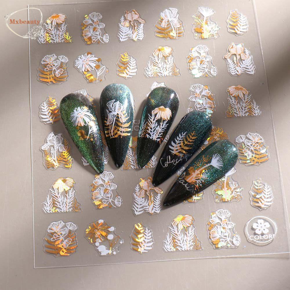 Mxbeauty Stiker Kuku 3D Motif Bunga / Daun Untuk Dekorasi Nail Art DIY