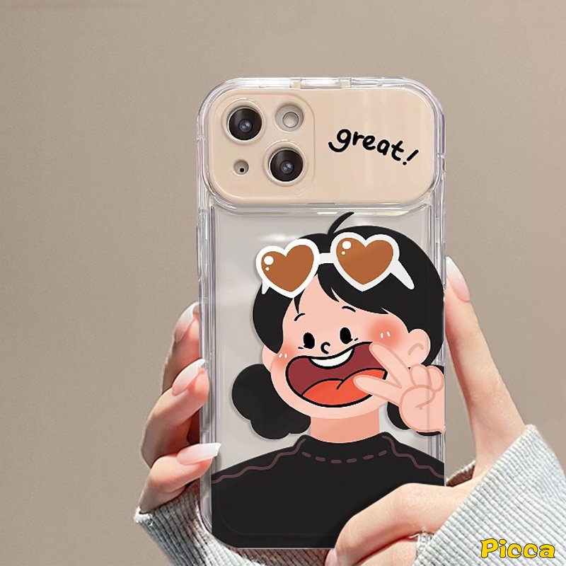 IPHONE Flip Kreatif Make Up Mirror Case Kompatibel Untuk Iphone7 8 14 Plus 11 13 12 14 Pro MAX XR X XS MAX SE Pasangan Cowok Cewek Case Dengan 3D Gelang Shockproof Soft Cover