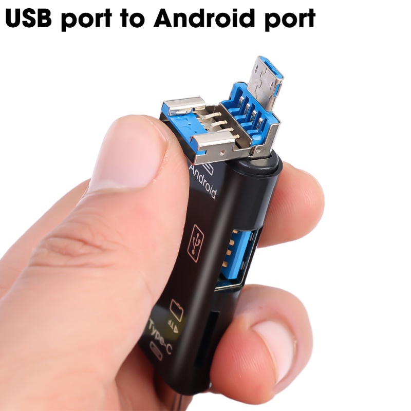 5-in-1 Multifungsi USB 2.0/tipe-C/Micro USB/TF Smart Memory Card Reader Compact Portable OTG Flash Drive Card Reader Adapter Telepon PC Aksesoris