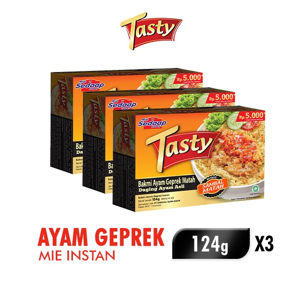 

Sedaap Tasty Mie Instan Ayam Geprek 3 x 124 gr
