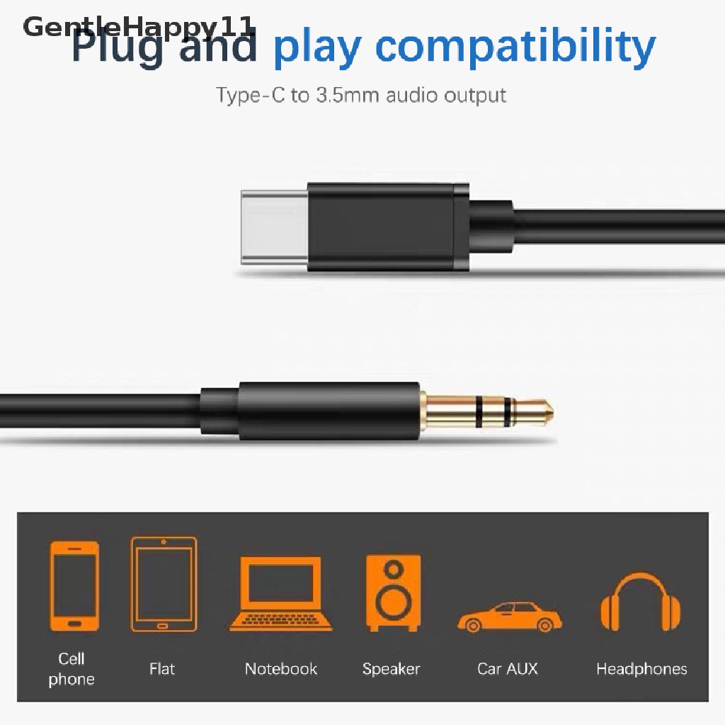 Gentlehappy Usb Type C To 3.5mm Aux Audio Cable Headset Speaker Headphone Jack Adapter Mobil Aux Untuk Huawei Xiaomi Oppo Vivo id