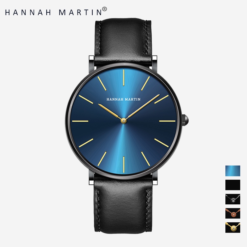 HANNAH MARTIN Jam Tangan Pria 100% Original Keren Sangat tipis Quartz COWOK Couple Kulit Anti Air Men Watch COD Laki Arloji Men Watch murah CH03+-CH03-LJH