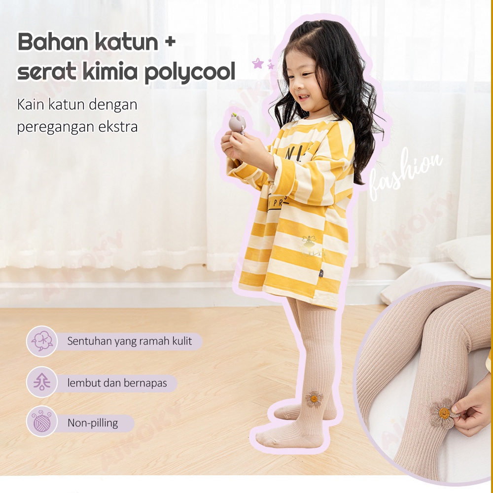 Aikoky Legging Bayi Motif Bunga 0-1 Tahun / Legging Bayi Tutup Kaki Perempuan