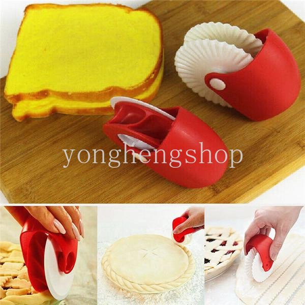 Pastry Cutting Wheel Dough Lattice Cutter Pizza Pie Curling Wheel Roller Pemotong Mie DIY Alat Baking Cetakan Embos Dapur Bakeware