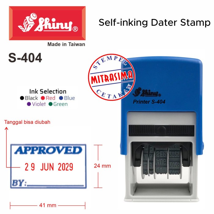 

Stempel Shiny S-404 ( Approved dengan tanggal S404 Tipe S 404 )