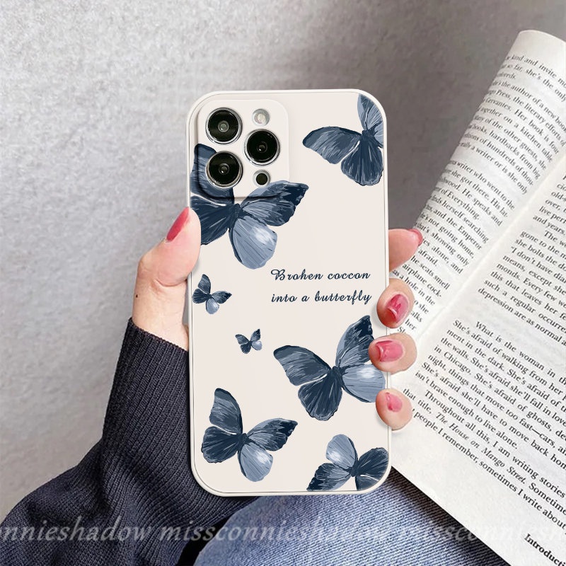 IPHONE Fashion Retro Fantasy Butterfly Phone Case Kompatibel Untuk Iphone13 11 12 14 Pro Max 7Plus XR 6 7 8 6S Plus X XS Max SE 2020 Sisi Print Tepi Lurus Lembut Tpu Back Cover Cases