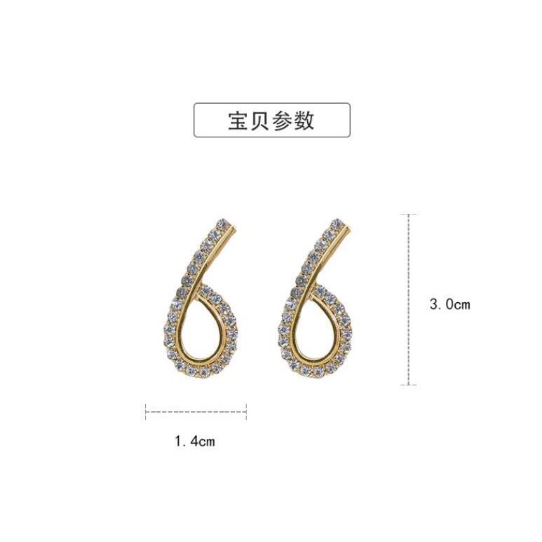 925jarum Perak Jarum Berlian Bertabur Nomor6 Anting Gaya Baru Trendi Versi Korea Temperamen Anting Fashion All-Match Anting Unik Wanita