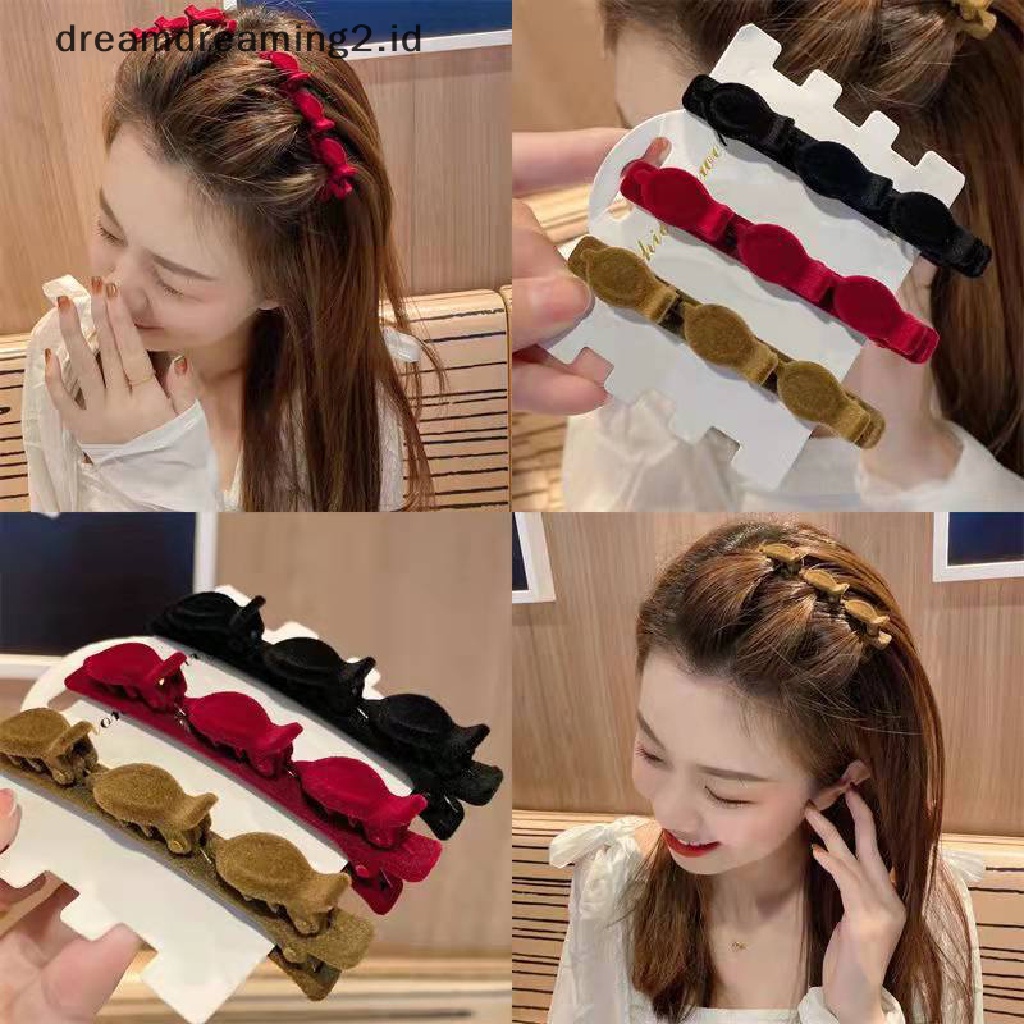 (dream) Flocked Bangs Hair Clip Hiasan Kepala Duckbill Hair Claws Barrettes Vintage Hair Clip Hairgrip Braided Fashion Jepit Rambut Aksesoris Rambut Hiasan Kepala//