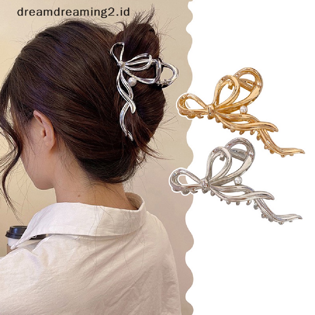 (dream) Ikat Kupu Klip Rambut Logam Hiu Klip Mutiara Rambut Cakar Wanita Jepit Gadis Jepit Rambut Aksesoris Rambut Hiasan Kepala//