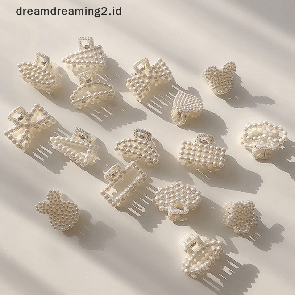 (dream) Mini Mutiara Imitasi Hair Claw Untuk Wanita Perempuan Elegan Manis Jepit Rambut Lucu Kartun Busur Hati Hair Claw Clips Aksesoris Rambut//