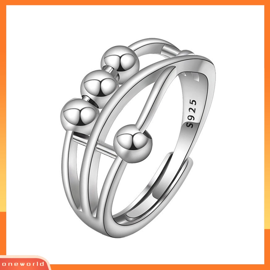 [EONE] Pembukaan Adjustable Tembaga Kecemasan Cincin Stress Relief Geometris Manik-Manik Wanita Cincin Perhiasan Aksesori