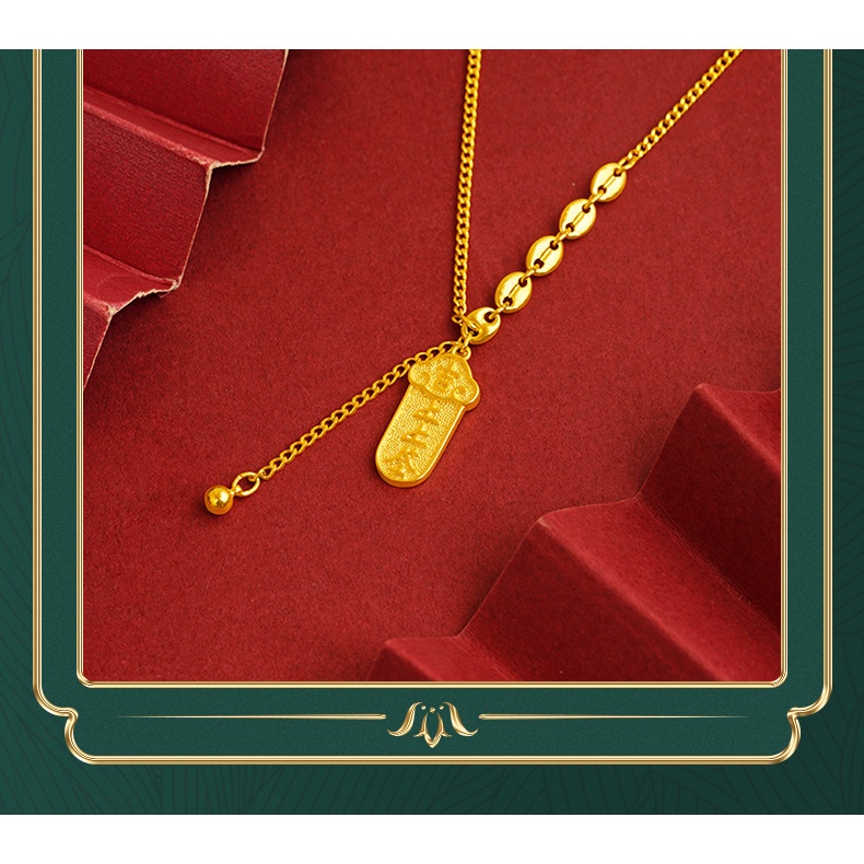 Goldkingdom Perhiasan Fashion 24K Bangkok Aksesoris Ready Stock Baru Tanda Keberuntungan Kalung Wanita Liontin Serbaguna Dengan Makna Yang Indah