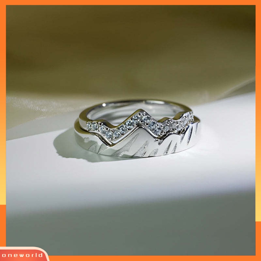 [EONE] Cincin Jari Dapat Ditumpuk Berlian Imitasi Bertatahkan Kepribadian Indah Geometris Dress Up Hypoallergenic Halus Wanita Gunung Cincin Perhiasan Aksesoris