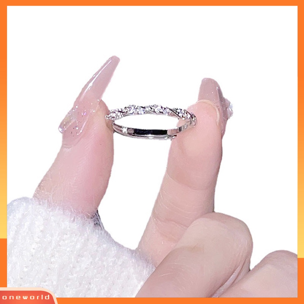 [EONE] Cincin Tembaga Bergaya Dengan Berlian Imitasi Berkilau Pembukaan Dapat Disesuaikan Cocok Untuk Pakaian Sehari-Hari Dan Acara Modis