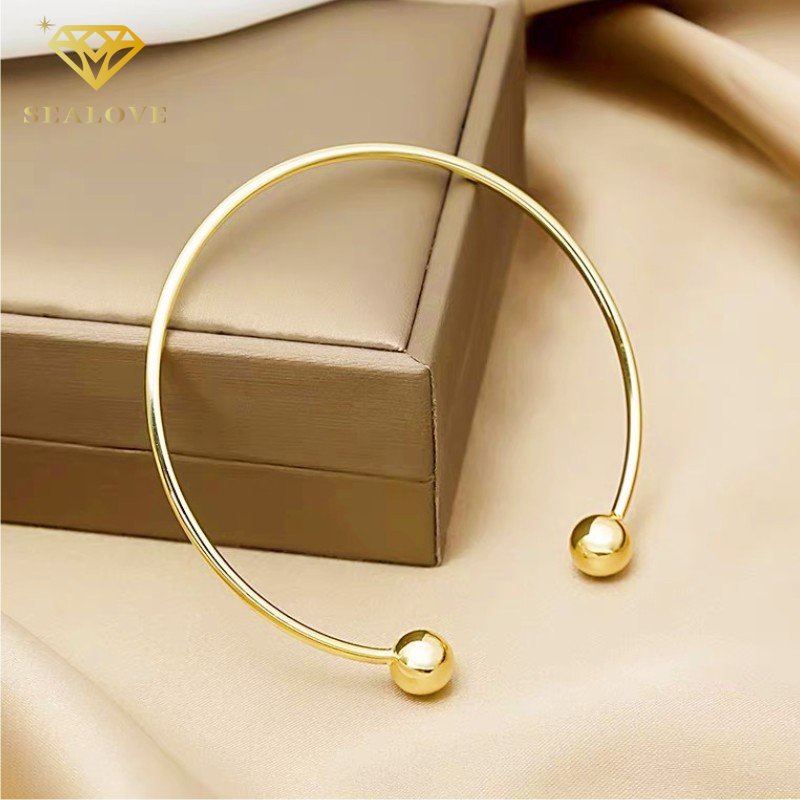 Gelang Titanium Wanita Anti Karat Bola Keberuntungan Emas 18K Bangle Aksesoris Perhiasan Fashion Korean Style COD