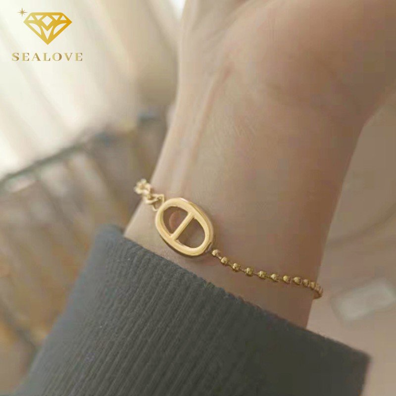 Gelang Titanium Wanita Anti Karat Lubang Hidung Manik Gaya Aksesoris Fashion Korean Style Perhiasan COD