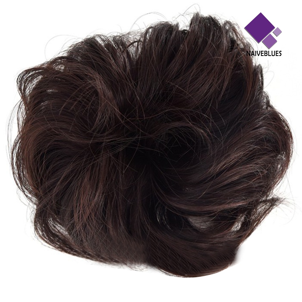&lt; Naiveblues &gt; Wanita DIY Elastis Keriting Wig Rambut Cincin Hiasan Kepala Chignon Ponytail Sopak