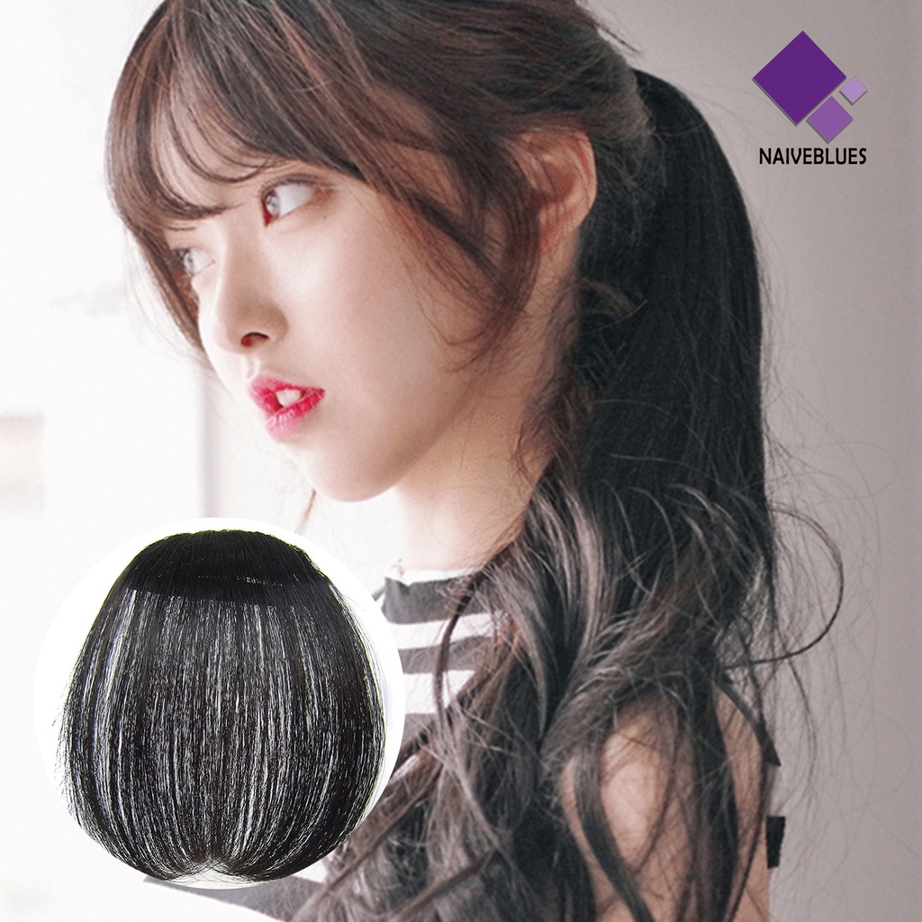 &lt; Naiveblues &gt; Wig Bang Ultra Tipis Ekstensi Rambut High Temperature Pendek Fashion Sopak Untuk Wanita