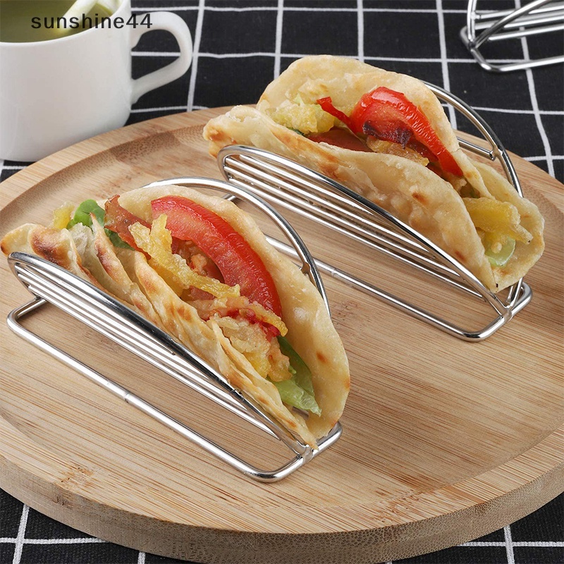 Sunshine 304tempat Taco Stainless Steel Bentuk Gelombang Makanan Meksi Stand Tray Rak Hard ID