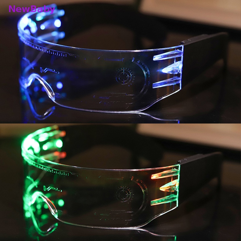 Newbaby LED Bercahaya Kacamata Vintage Punk Kacamata Pria Wanita Fashion Pesta Natal Warna-Warni Menyala Kacamata Shades ID