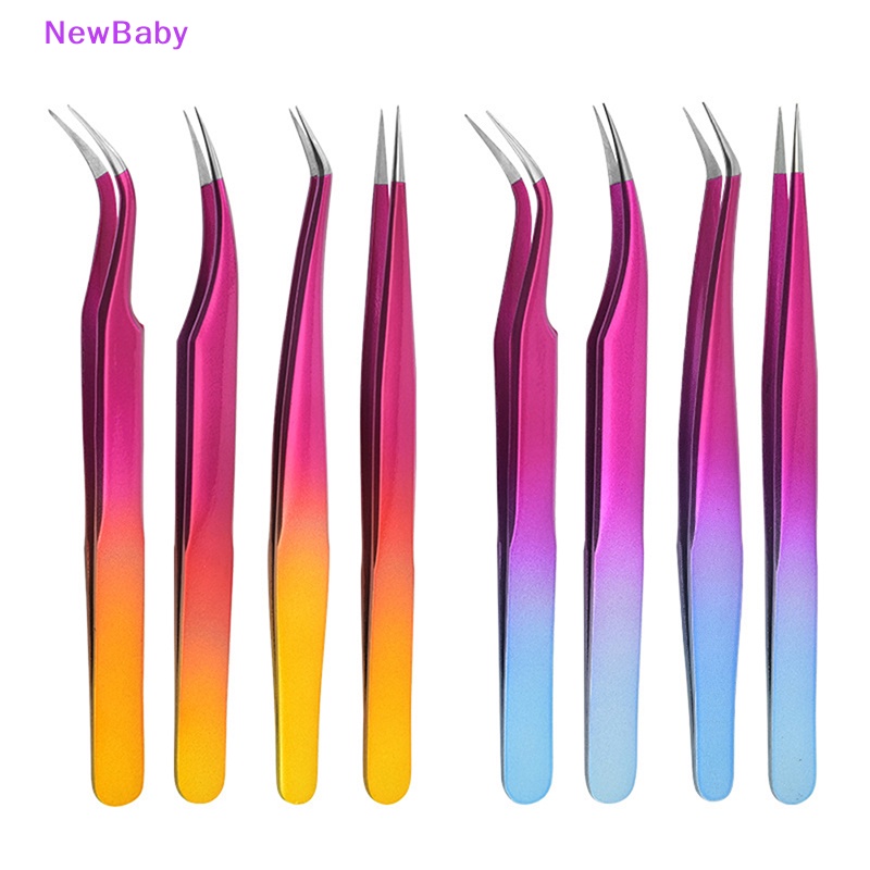 Newbaby 1PC Pinset Ekstensi Bulu Mata Lurus &amp; Melengkung Stainless Steel Manicure Tools ID