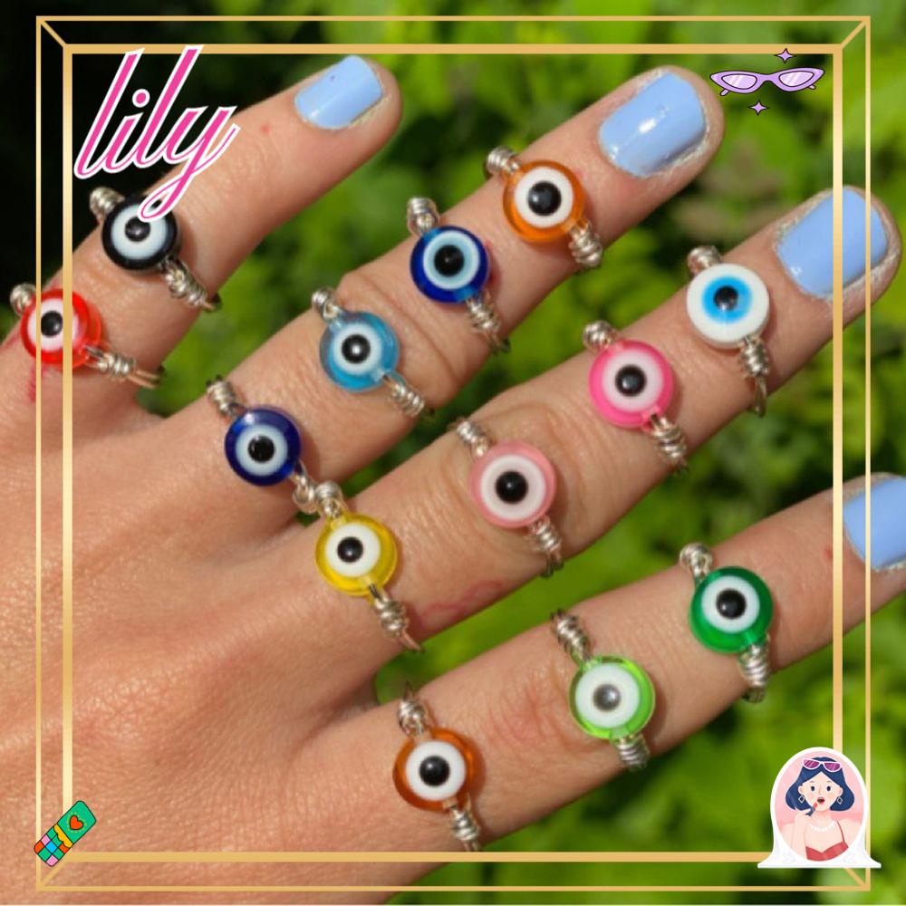 Lily Evil Eye Ring Finger Fashion Bohemia Kawat Tembaga Setan Cincin Sambungan Mata