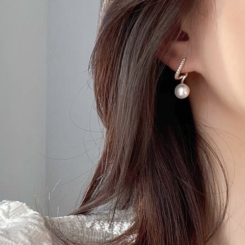 Ifyou Anting Mutiara Emas Kristal Aesthetic Kait Earring Untuk Wanita Retro Aksesoris Perhiasan