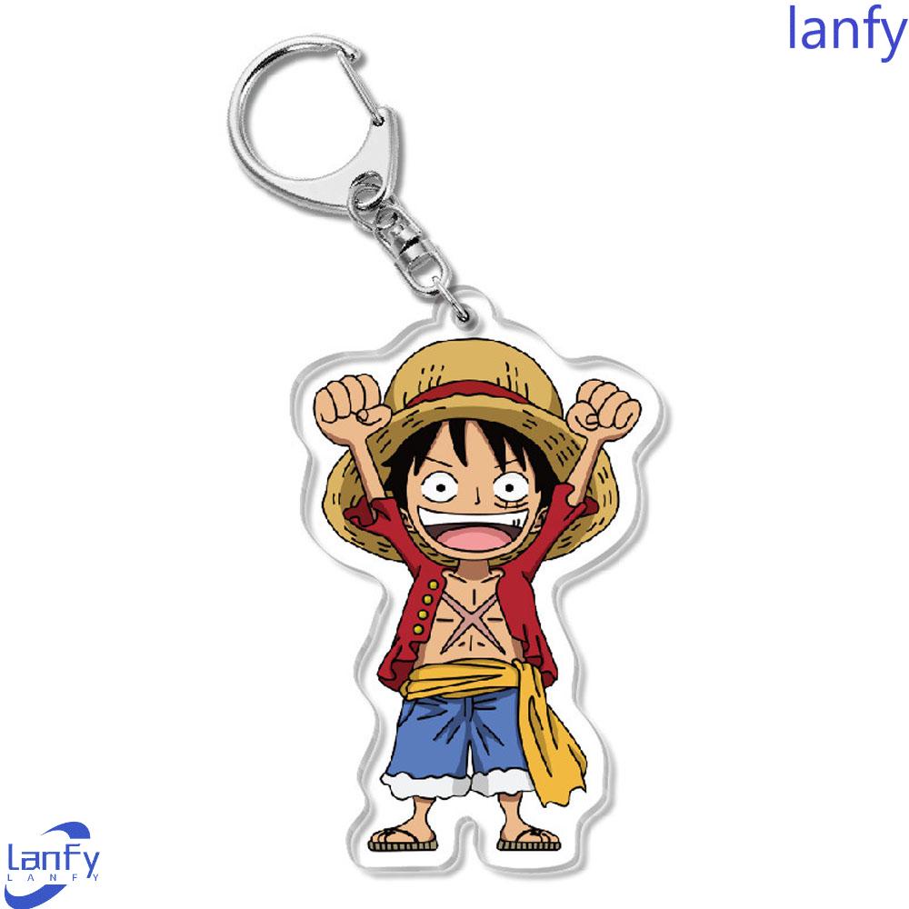 Lanfy Luffy Gantungan Kunci Zoro Anime Jepang Dua Sisi Miniatur Liontin Scultures Key Ring