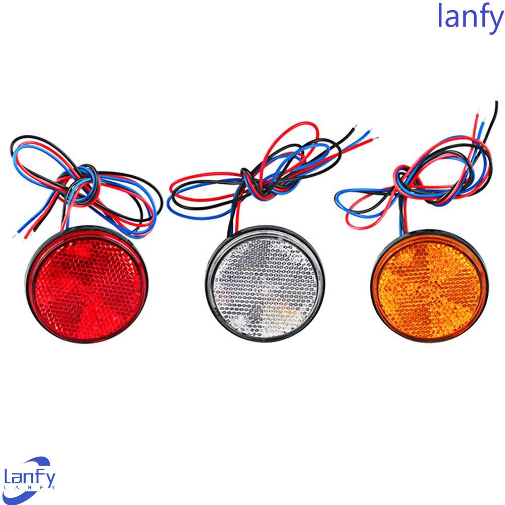 Lanfy Lampu Ekor Bulat Mobil 24lampu Indikator SMD Putih/Kuning/Merah Turn Singal Light