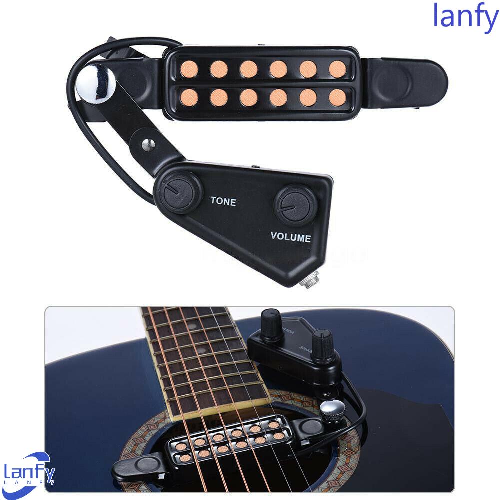 Lanfy Sound Pickup Alat Musik Kualitas Tinggi Mikrofon 12lubang Amplifier Bagian Gitar Lubang Suara Gitar