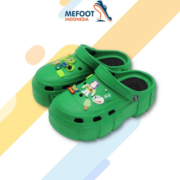 MeFoot.ID Sandal Wanita Crocs  Korea Sandal BAIM Pin Toy Story - Hijau, 36/37