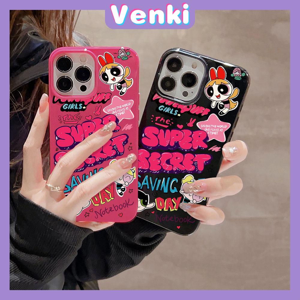 VENKI - For iPhone 11 iPhone Case Black Pink Glossy TPU Soft Case Shockproof Protection Camera Cute Cartoon Compatible with iPhone 13 Pro max 12 Pro Max  xr xs max 7Plus 8Plus