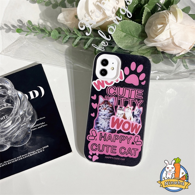 Redmi 12C A1 A1+10C 10A 10 9 9A 9C 9T Note11 11s 10 10s 9 9s Pro Xiaomi 11 Lite Poco X3 Pro NFC 3in1 Casing Rose Pink Cute Kitty Phone Case Pelindung Lensa Shockproof Lembut Sarung