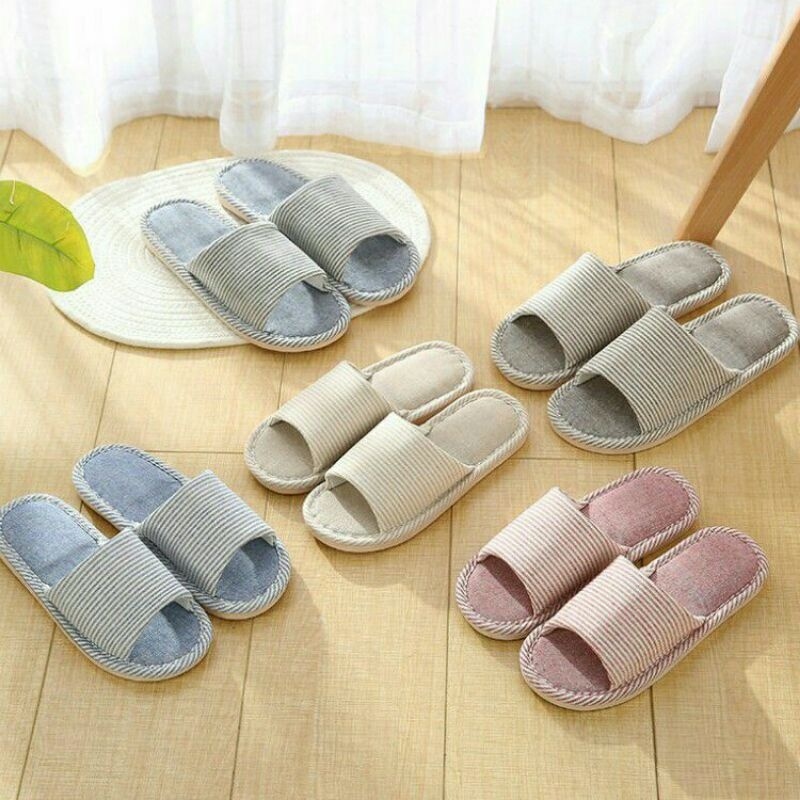 Sandal rumah Garis-garis sandal indoor sandal pria wanita sandal rumah