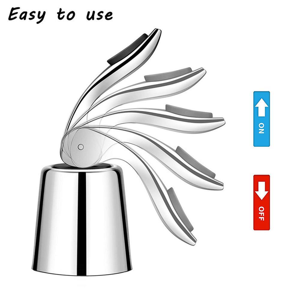 Stainless Steel Vacuum Sealed Wine Bottle Stopper Sealer Saver Preserver Champagne Closings Caps Alat Bar Rumah