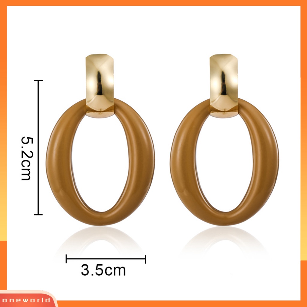 [EONE] 1pasang Anting Hoop Retro Berbentuk O Minimalis Hypoallergenic Keren Geometris Anting Lingkaran Akrilik Perhiasan Fashion