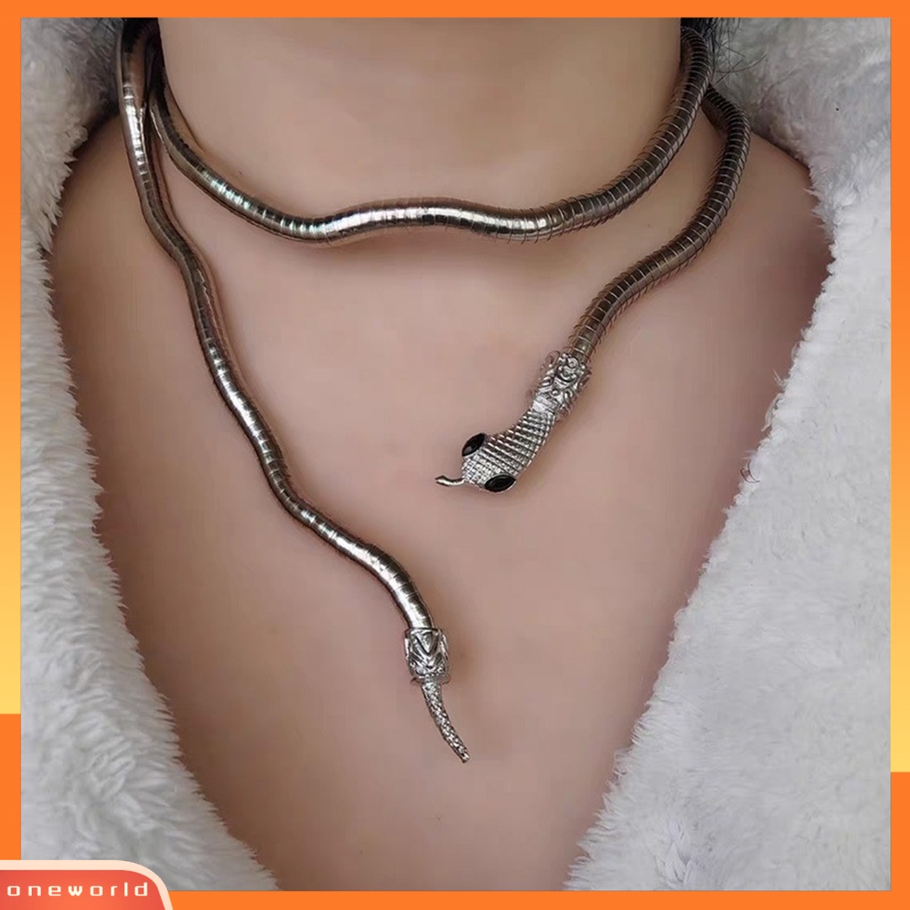 [EONE] Kalung Choker Gaya Barat Electroplating Adjustable Multi-Fungsi Pengerjaan Halus Berdandan Indah Punk Alloy Ular Choker Perhiasan Aksesori