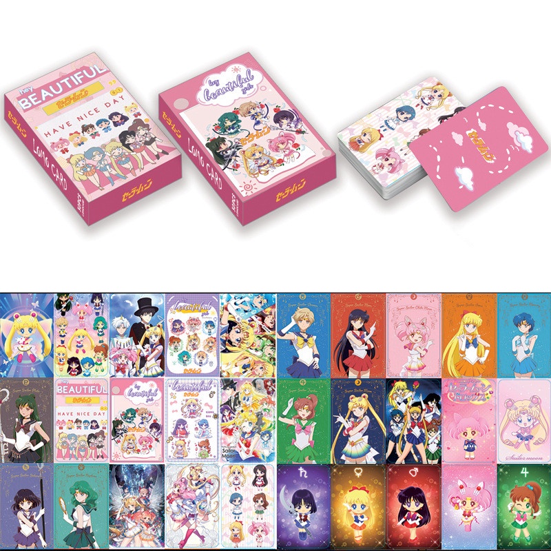 30pcs/box Kunci Biru BLACK CLOVER SAILOR MOON Photocards Anime Lomo Kartu Jepang Kartun Postcards