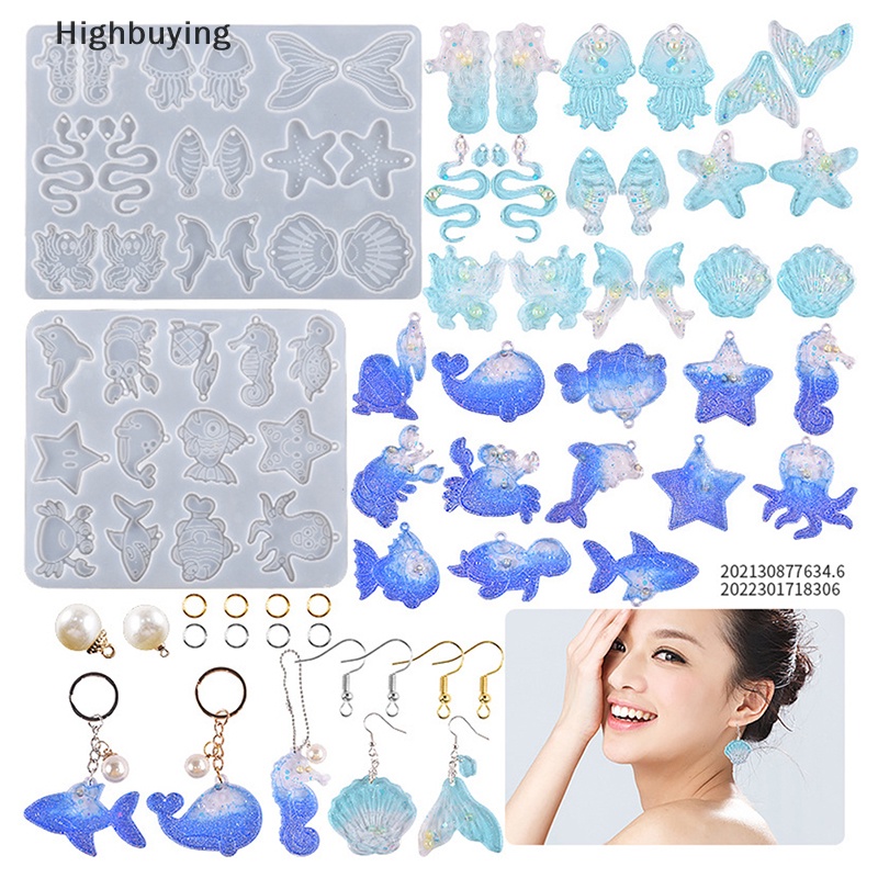 Hbid DIY Kristal Hewan Ubur Shell Anting Liontin Silikon Cetakan Hewan Laut Lucu Cetakan Untuk Gantungan Kunci Perhiasan Resin Membuat Craft Glory