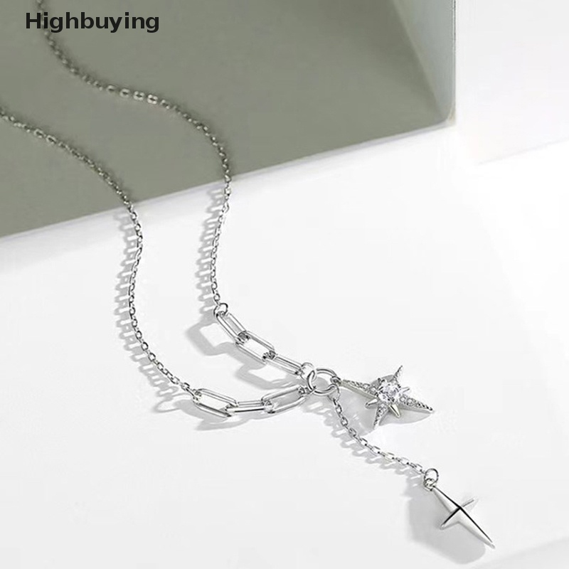 Hbid Fashion Kalung Rantai Klavikula Warna Silver Hip Hop Kalung Liontin Geometris Sederhana Untuk Hadiah Pesta Perempuan Glory