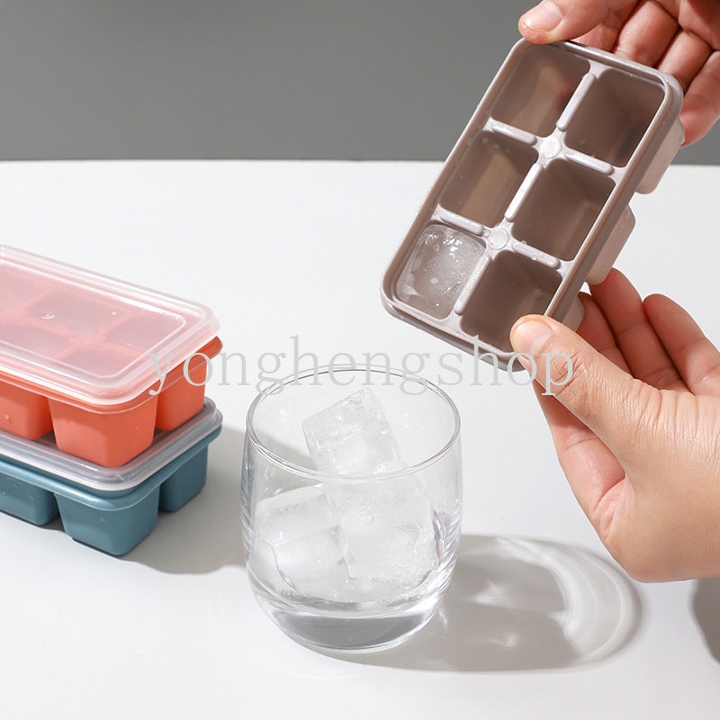 6grids Ice Cube Tray with Lid Pudding Frozen Cetakan Es Kulkas Pembuatan Es Cetakan Untuk Pembekuan Minuman Minuman Dingin Buatan Sendiri DIY Tools Aksesoris Dapur