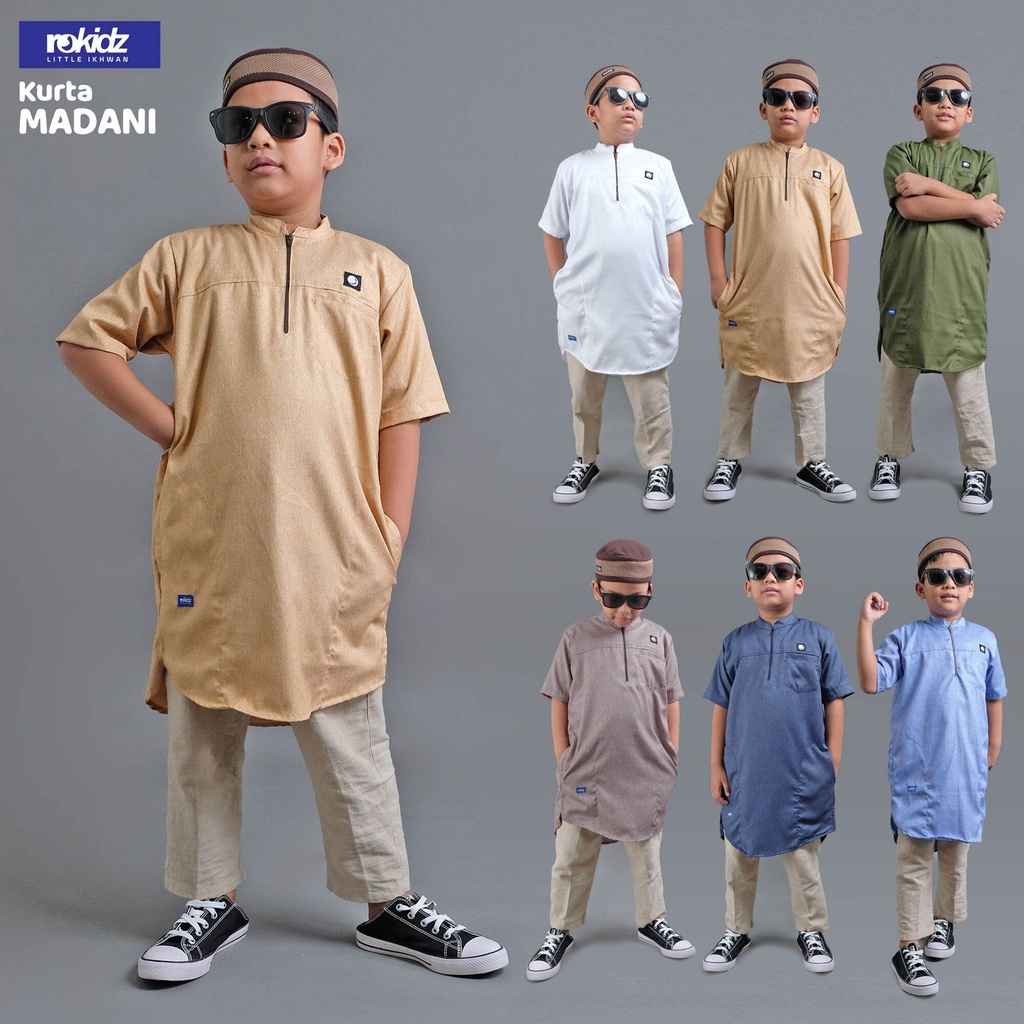 (Wajib Tanyakan Stok) Rosal Kurta Madani ROKIDZ Little Ikhwan Kids Outfit Sholat Gamis Shalat Koko K