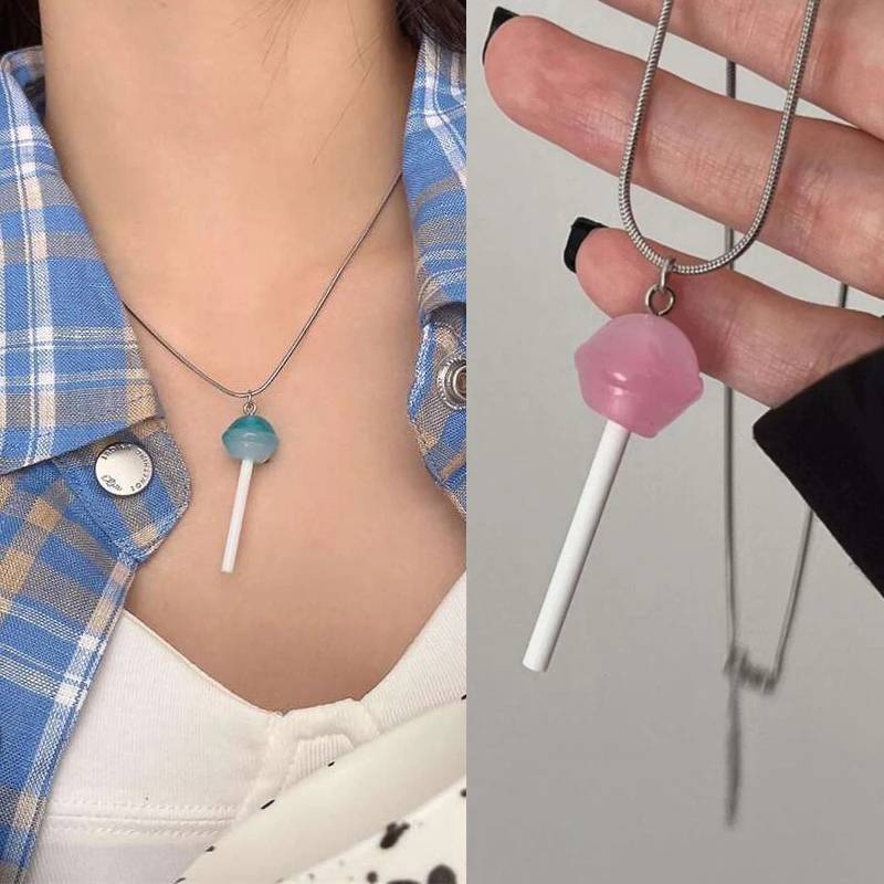 Kalung Liontin Lolipop Manis Lucu Fashion Korea Baru Sahabat Klavikula Rantai Perhiasan Hadiah Permen Yang Indah Berwarna Kristal Kerah Rantai Untuk Wanita