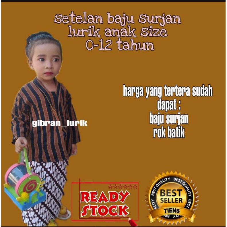 Lurik kebaya lurik anak/lurik cewek/kebaya lurik /baju adat anak cewek umur 0-13 tahun