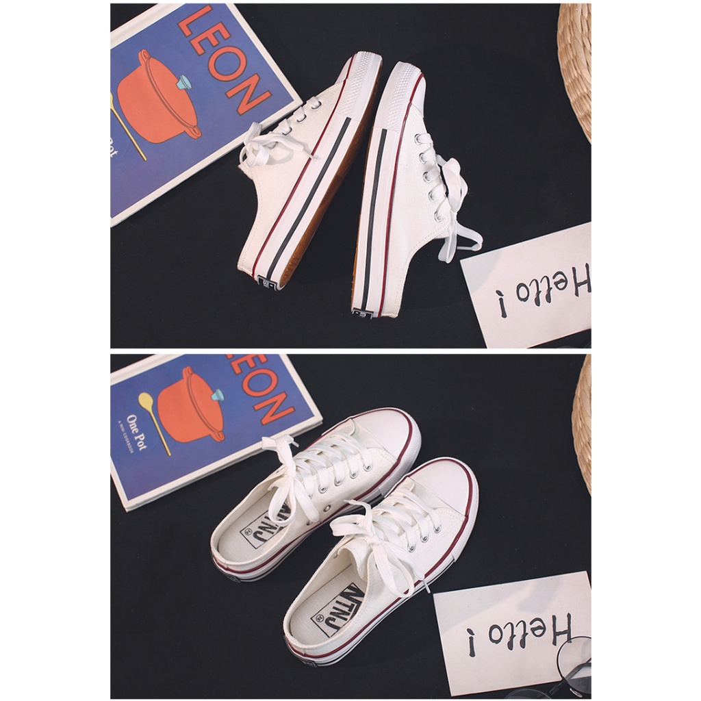 𝐄𝐁𝐒 ✅ COD SEP029 (Tanpa Kotak) Sepatu Sneakers Wanita Setengah Kanvas Fashion Banyak Warna Pakai Tali Sporty Model Korean Casual Sport Olahraga Import COD