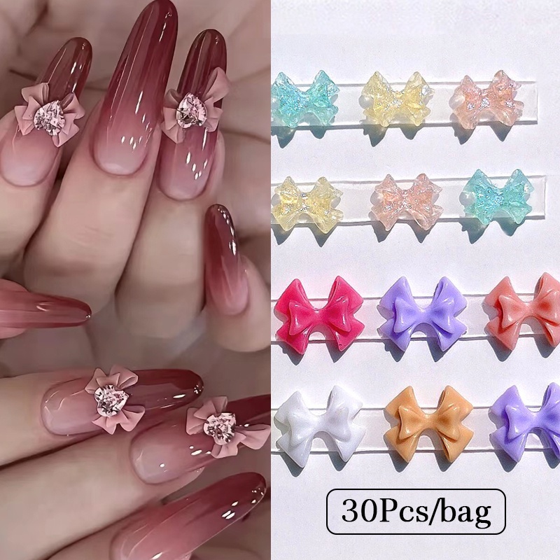 30pcs Aksesoris Nail Art Resin Kupu-Kupu Aurora Pintar Warna Hologram Fashion 3D Kuku DIY Dekorasi