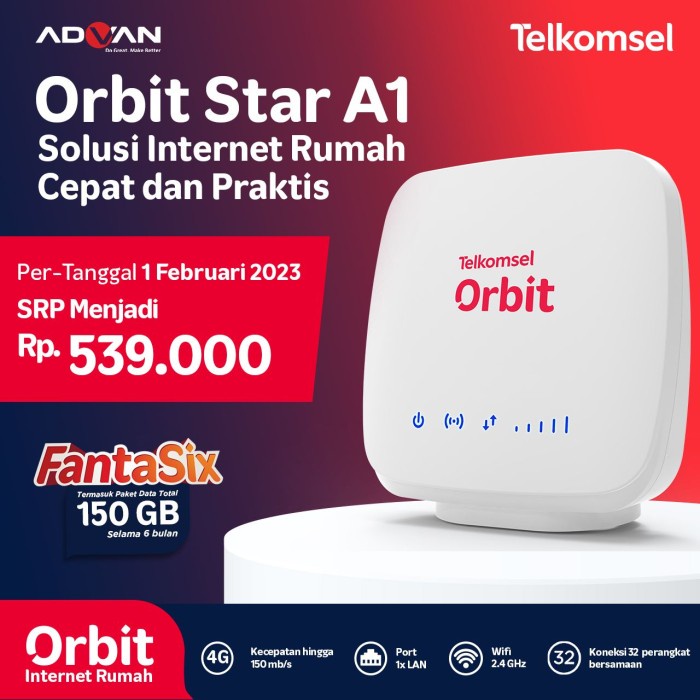 MODEM MIFI WIRELESS ROUTER TELKOMSEL ORBIT STAR A1 FREE PERDANA ORBIT