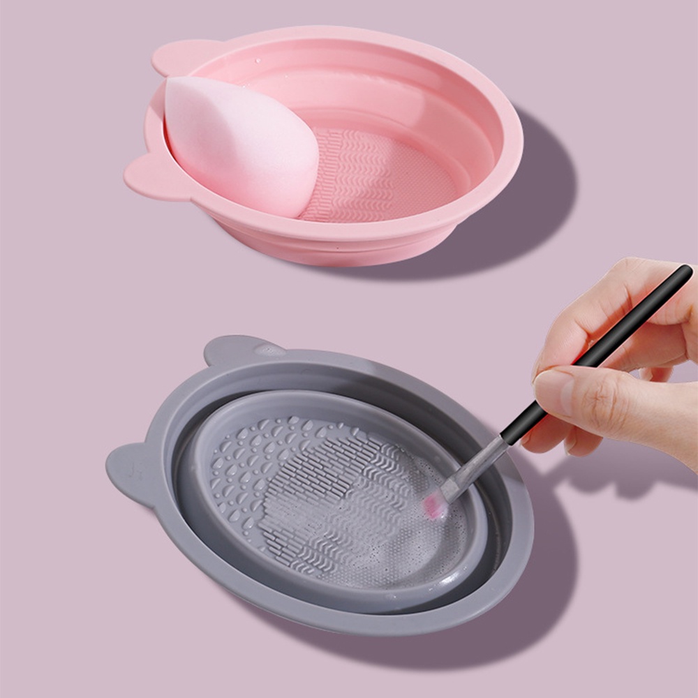 [Unggulan] 1pc Alat Make Up Scrubbe Board Makeup Brushes Beauty Egg Cleaning Pad Silikon Lipat Mencuci Mangkuk Colorful Scrubber Box Alat Pembersih Perlengkapan Pembersih Kecantikan